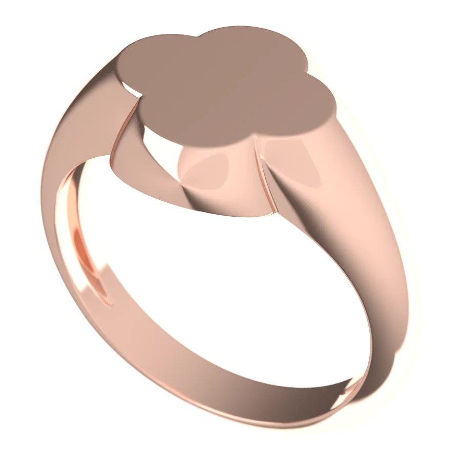 The Clover signet ring in rose gold, three-quarter view