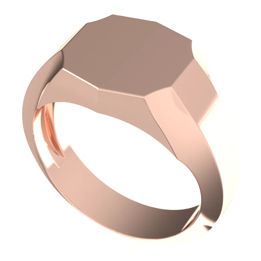 The Keep signet ring in rose gold, three-quarter view