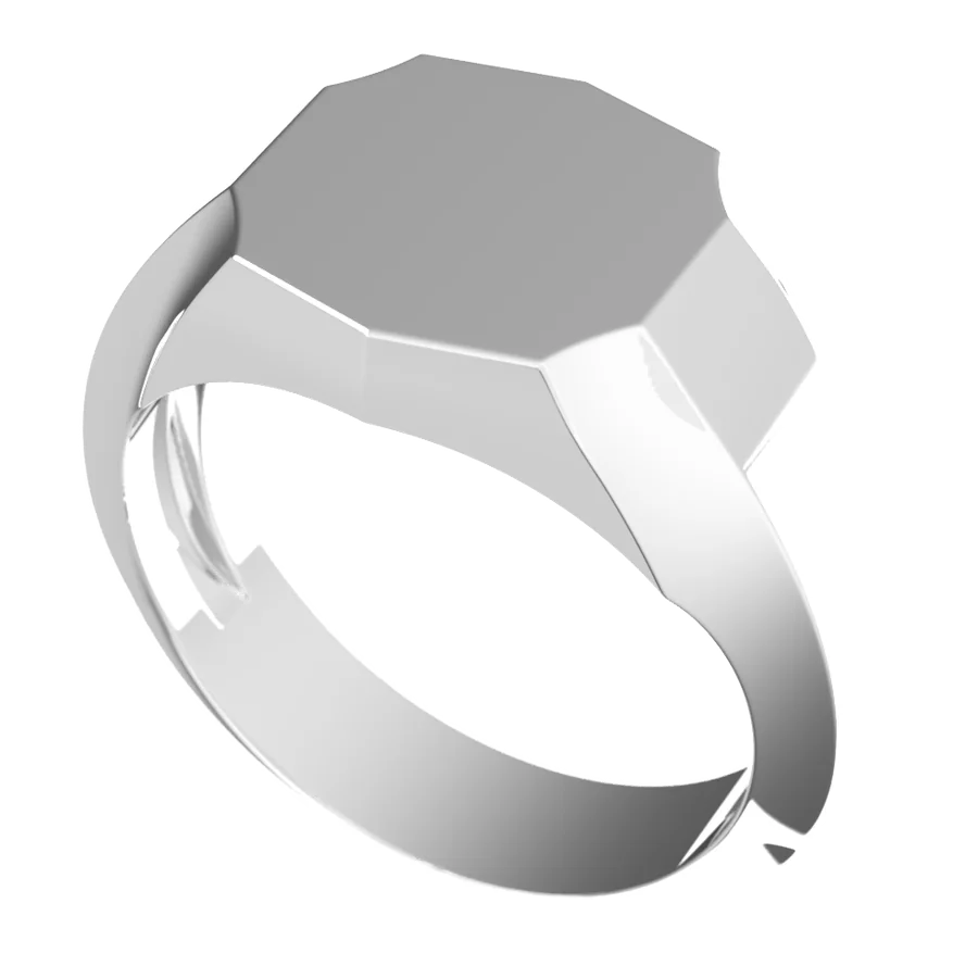 The Keep signet ring in white gold, three-quarter view