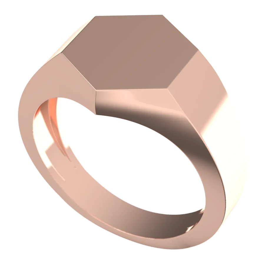 The Bastion signet ring in rose gold, three-quarter view