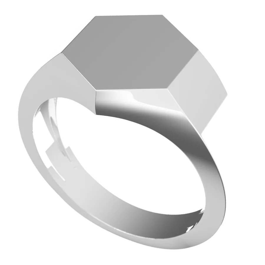 The Bastion signet ring in white gold, three-quarter view