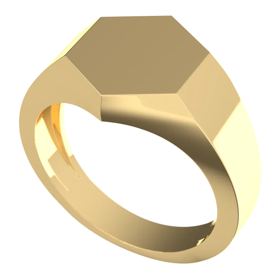 The Bastion signet ring in yellow gold, three-quarter view
