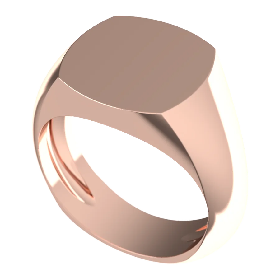 The Hearth signet ring in rose gold, three-quarter view