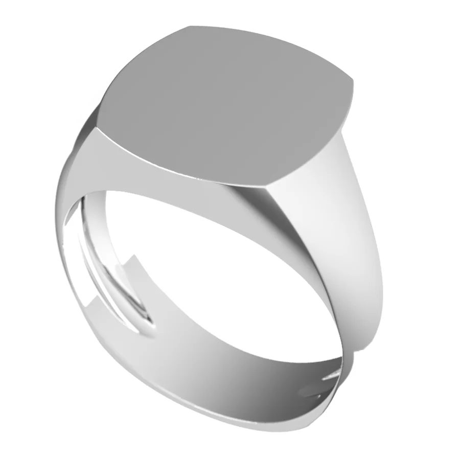 The Hearth signet ring in white gold, three-quarter view