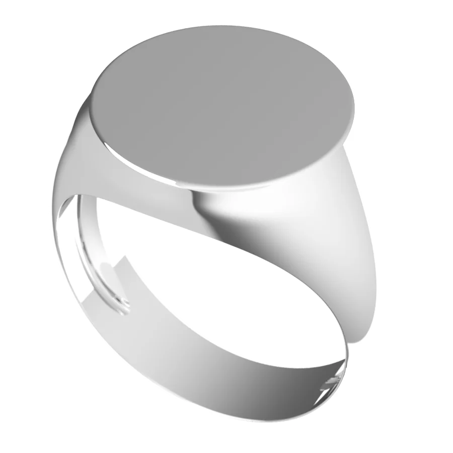 The Estate signet ring in white gold, three-quarter view
