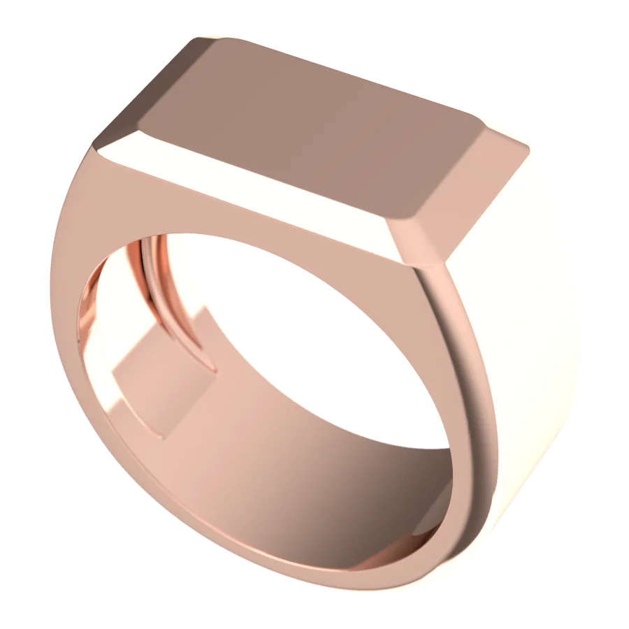 The Charter signet ring in rose gold, three-quarter view