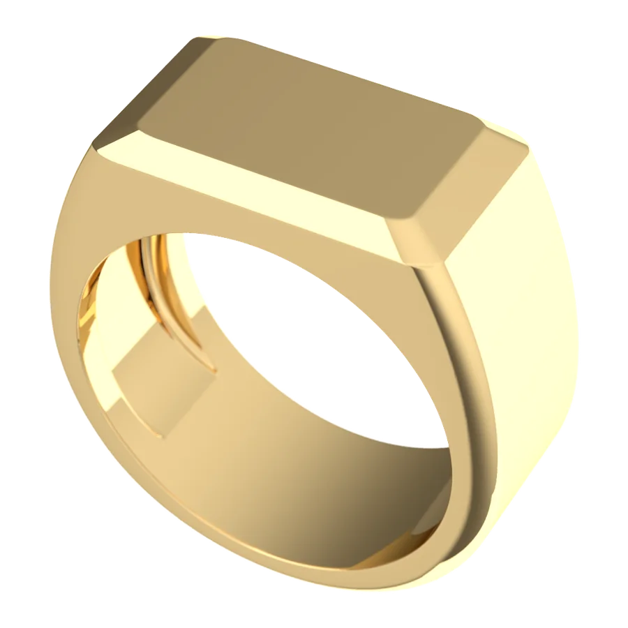 The Charter signet ring in yellow gold, three-quarter view