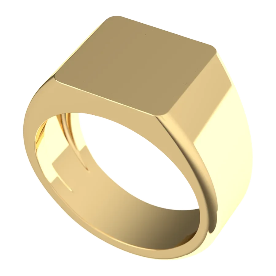 The Warden signet ring in yellow gold, three-quarter view