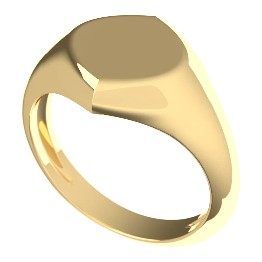 The Laurel signet ring in yellow gold, three-quarter view