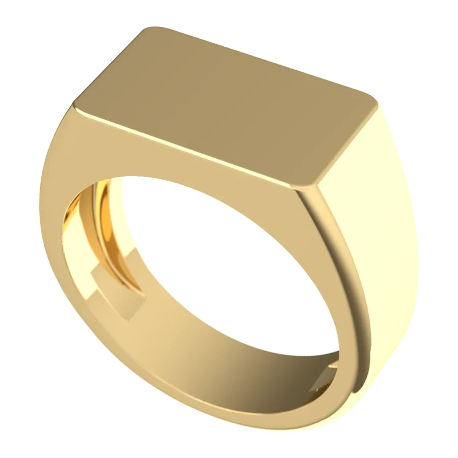 The Ledger signet ring in yellow gold, three-quarter view
