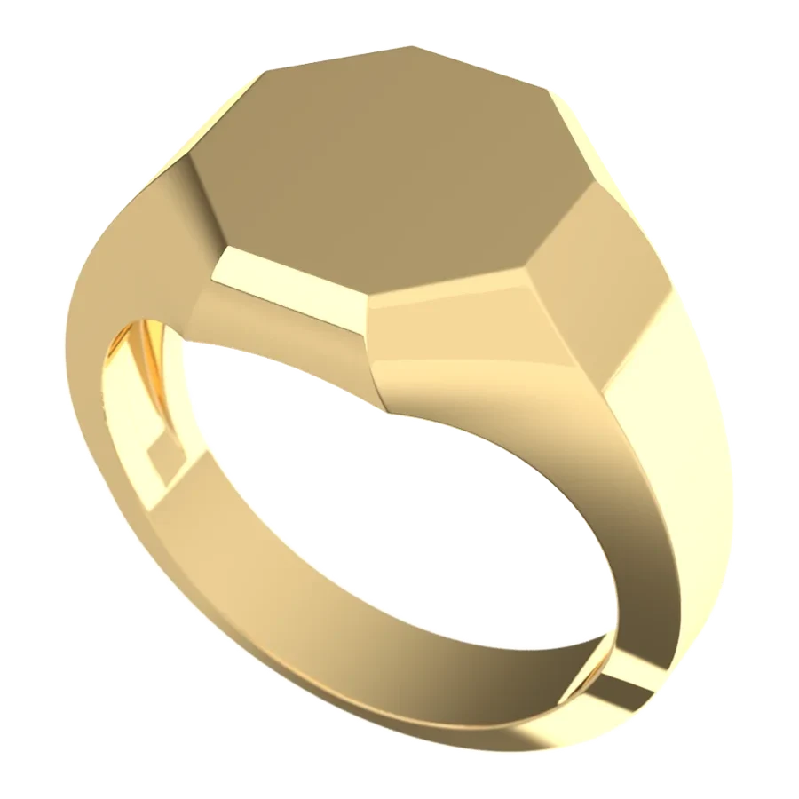 The Citadel signet ring in yellow gold, three-quarter view