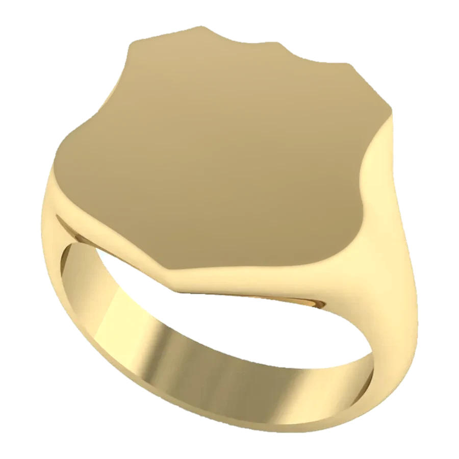 The Banner signet ring in yellow gold, three-quarter view