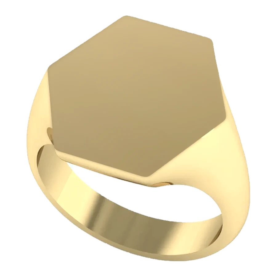 The Gatehouse signet ring in yellow gold, three-quarter view