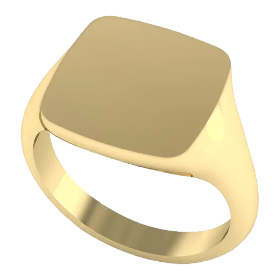 The Vow signet ring in yellow gold, three-quarter view